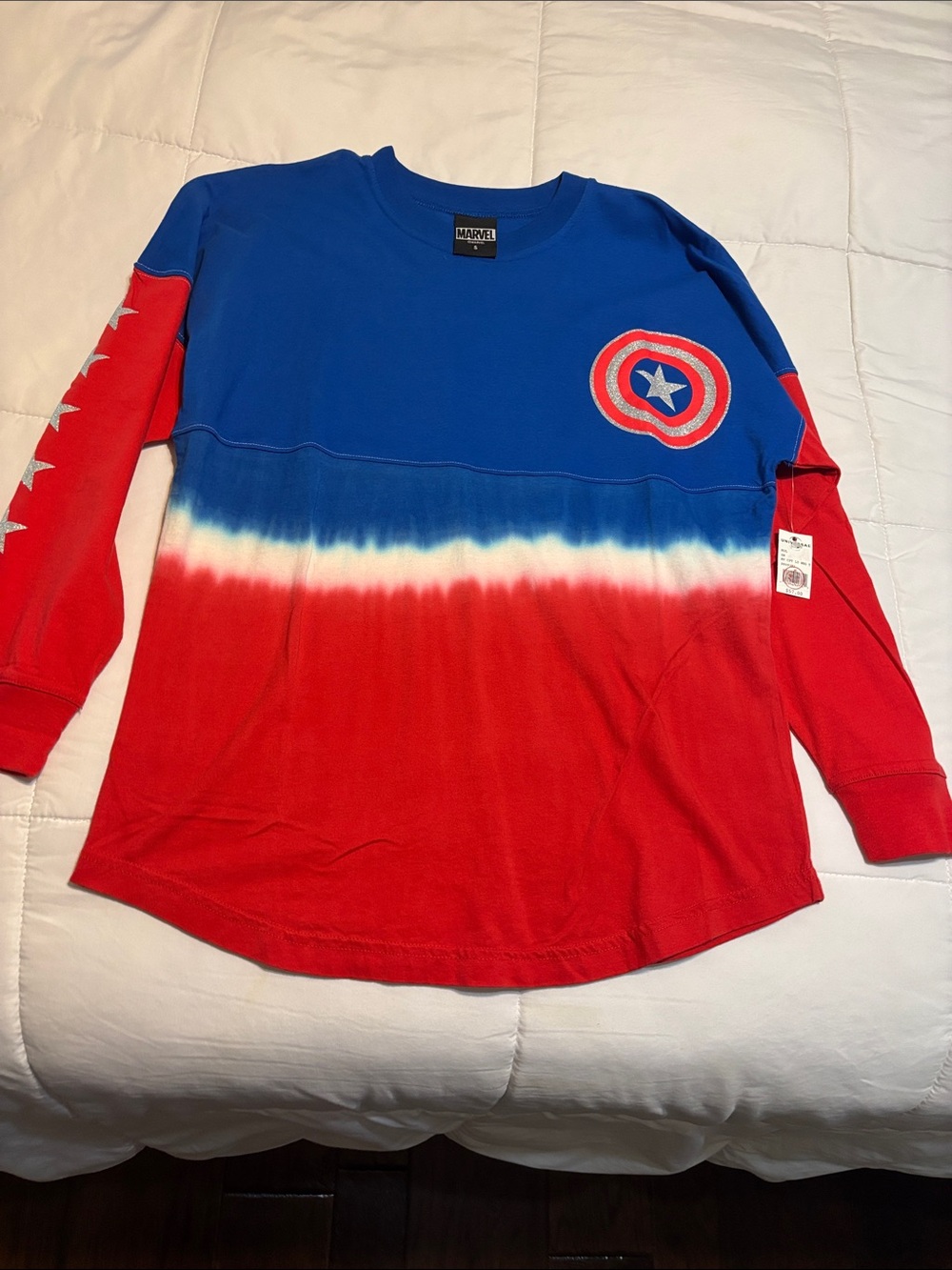 Marvel Captain America Gradient Long Sleeve Tee - Blue, White, Red